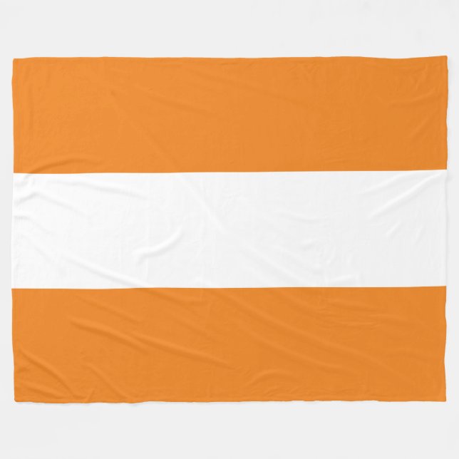 Chic Fun Sporty Bright Orange White Wide Stripes Fleece Blanket (Front (Horizontal))