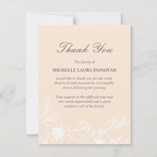 Chic Funeral Photo Thank You Note Blush Magnolia Card