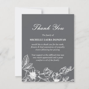 Chic Funeral Photo Thank You Note Grey Magnolia Card