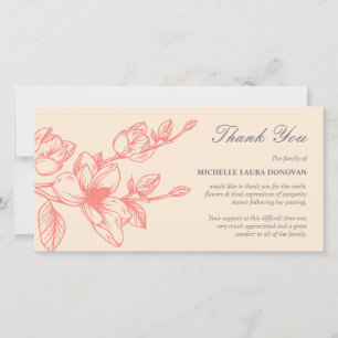 Chic Funeral Thank You Note Blush Coral Magnolia Card