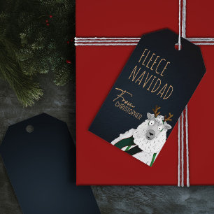 Chic Funny Festive Fleece Navidad Dark Blue  Gift Tags