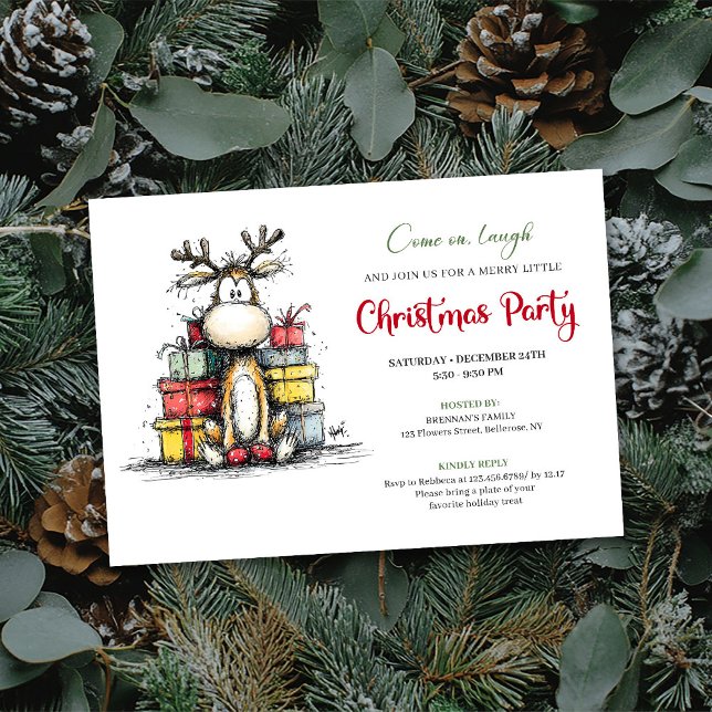 Chic funny reindeer Christmas party invitation (Chic funny reindeer Christmas party invitation

)
