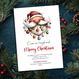 Chic Funny Santa Hand Drawn Red Green Greeting  Holiday Card