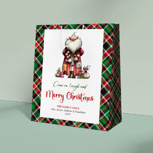 Chic Funny Santa Hand Lettered Holiday Gift Bag