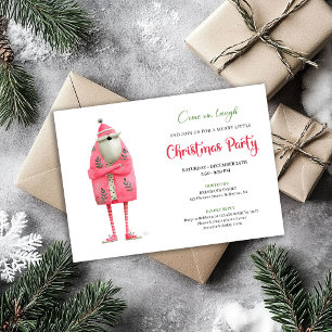 Chic Funny Santa Watercolor Holiday Party Design Invitation