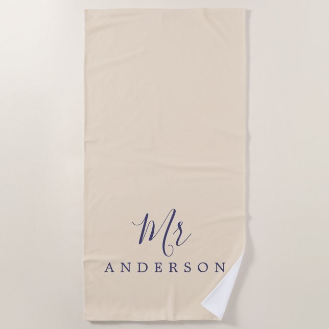 Chic Future Mr Ivory Monogram Beach Towel (Front)
