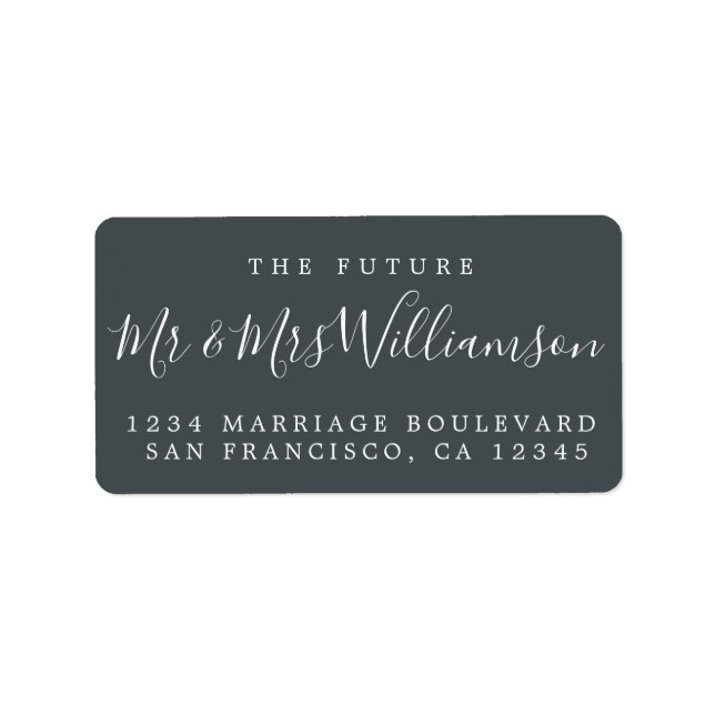 Chic Future Mr Mrs Black Wedding Return Address Label (Front)