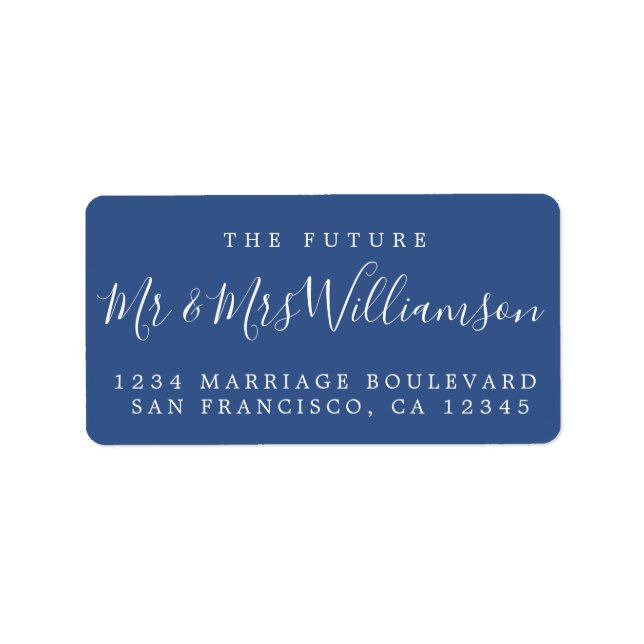 Chic Future Mr Mrs Blue Wedding Return Address Label (Front)
