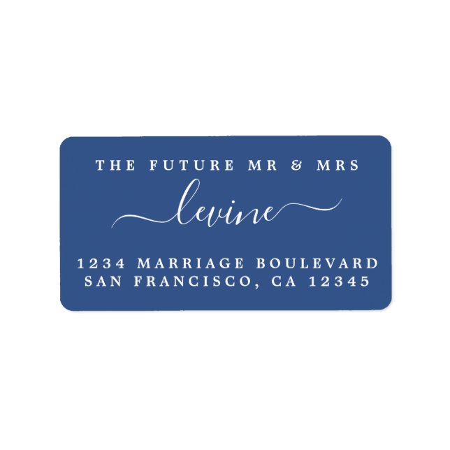 Chic Future Mr Mrs Blue Wedding Return Address Label (Front)