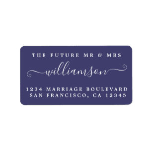 Chic Future Mr Mrs Blue Wedding Return Address Label