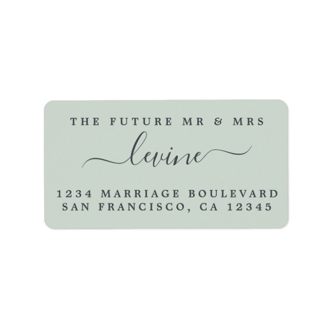 Chic Future Mr Mrs Green Wedding Return Address Label (Front)