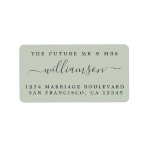 Chic Future Mr Mrs Green Wedding Return Address Label