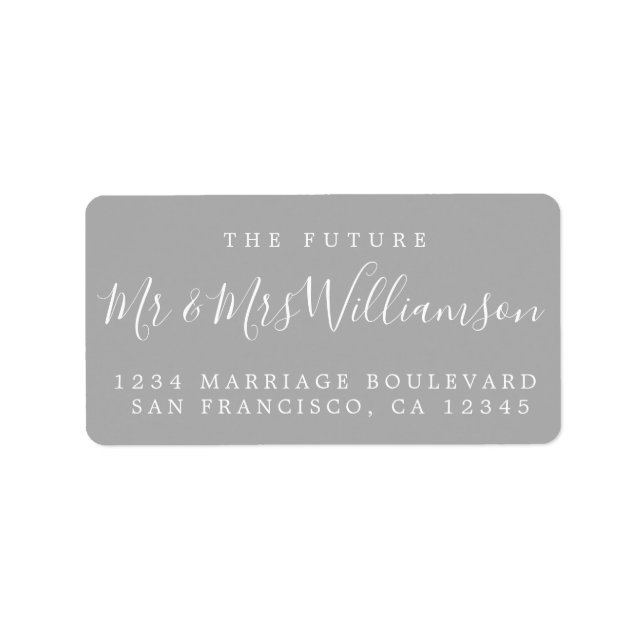 Chic Future Mr Mrs Grey Wedding Return Address Label (Front)