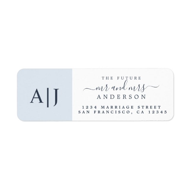 Chic Future Mr Mrs Monogram Wedding Return Address (Front)