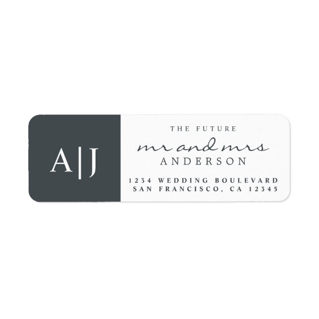 Chic Future Mr Mrs Monogram Wedding Return Address (Front)
