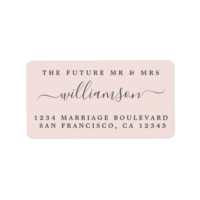 Chic Future Mr Mrs Pink Wedding Return Address Label (Front)