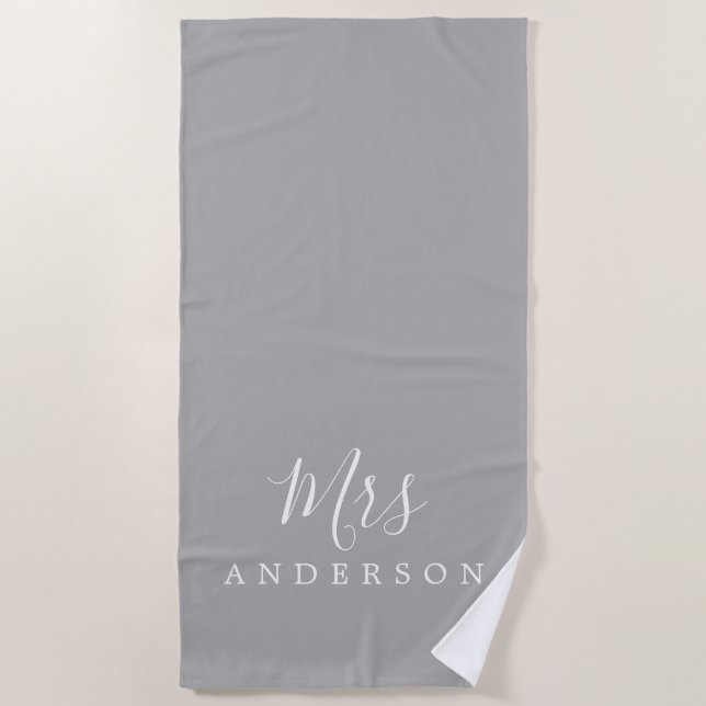 Chic Future Mrs Grey Monogram Beach Towel (Front)