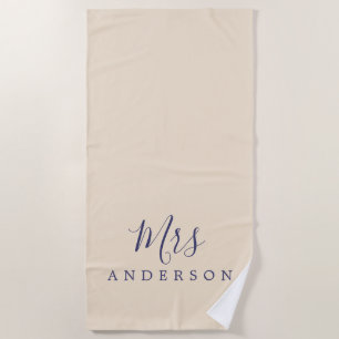 Chic Future Mrs Ivory Monogram Beach Towel
