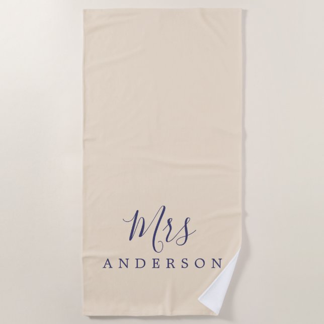 Chic Future Mrs Ivory Monogram Beach Towel (Front)