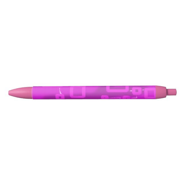 Chic Futuristic Geometric Blue Ink Pink Pen (Front)