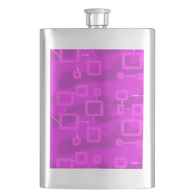 Chic Futuristic Geometric Pink Hip Flask (Front)