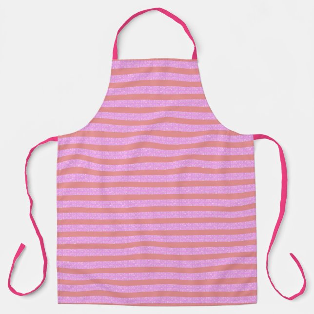 Chic Futuristic Geometric Stripes Pink Apron (Front)
