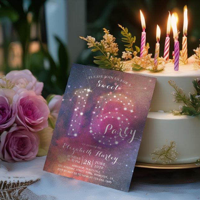Chic Galaxy Star Constellation 16th Birthday Party Invitation (Creator Uploaded)