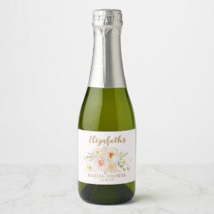 Chic Garden Floral Bridal Shower Sparkling Wine Label