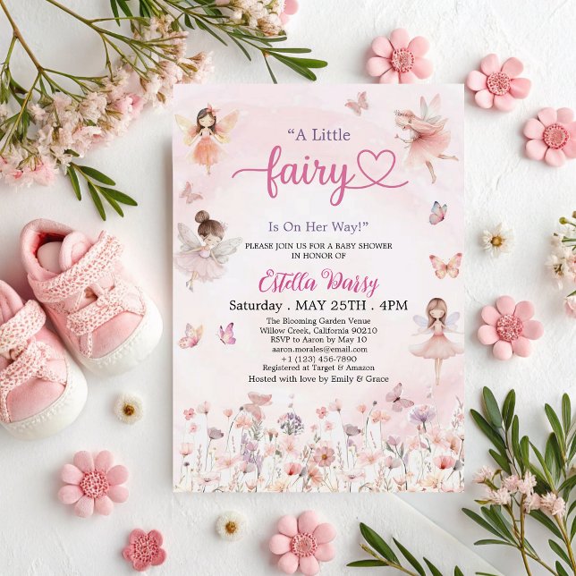 Chic Garden Floral Fairy Princess Girl Baby Shower Invitation (Creator Uploaded)