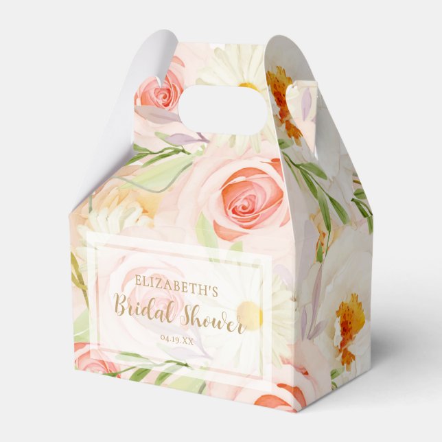 Chic Garden Flowers Bridal Shower Favour Box (Front Side)