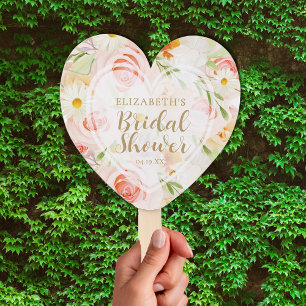 Chic Garden Flowers Bridal Shower Hand Fan