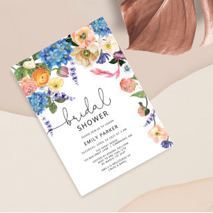 Chic Garden Flowers Bridal Shower Invitation