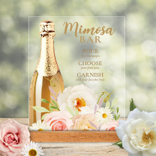 Chic Garden Flowers Bridal Shower Mimosa  Acrylic Sign