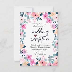 Chic Garden Pink Flowers Reception Invitation