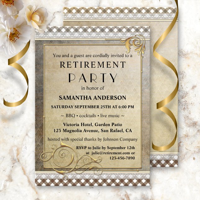 Chic Gatsby BBQ Retirement Party Invitation (Creator Uploaded)