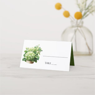 Chic Geen Hydrangea Butterfly Wedding  Place Card