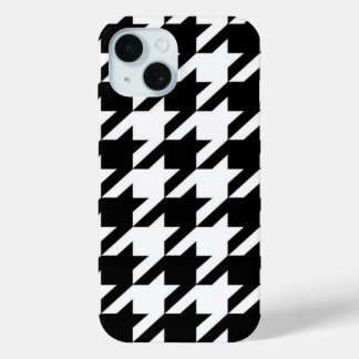 chic geometric black and white houndstooth pattern iPhone 15 case