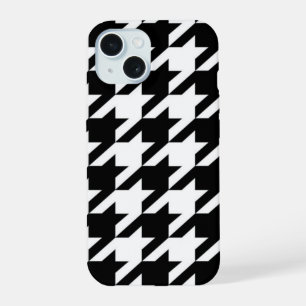chic geometric black and white houndstooth pattern iPhone 15 case