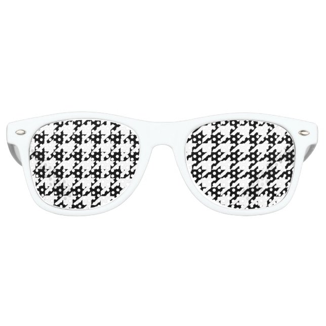 chic geometric black and white houndstooth pattern retro sunglasses (Front)