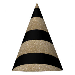 chic geometric black gold birthday party hat