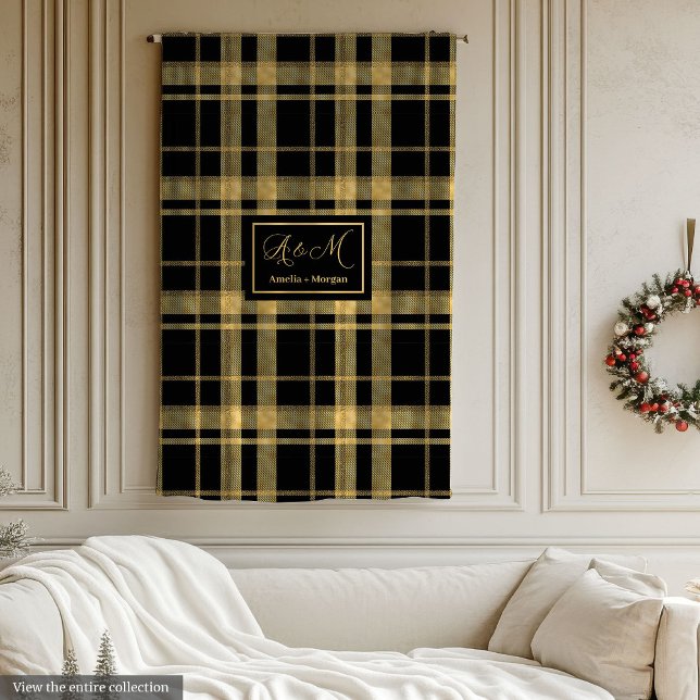 Chic Geometric Black Gold Monogram Blanket (Chic Geometric Black Gold Monogram Blanket)