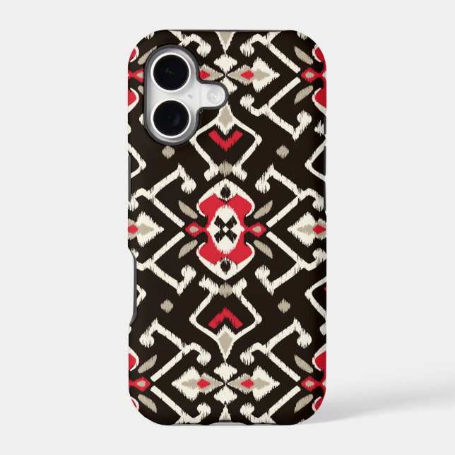 Chic geometric black red ikat tribal pattern (Back)