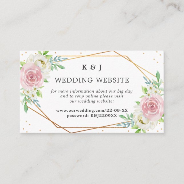 Chic Geometric Gold Foil Floral Wedding Enclosure Card (Front)