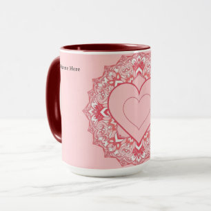 Chic Geometric Heart Mandala Personalised Mug