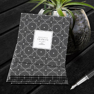Chic Geometric Pattern Squared White/Black ID799 Square Business Card