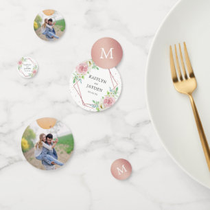 Chic Geometric Rose Gold Foil Floral Wedding Confetti