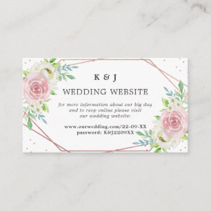Chic Geometric Rose Gold Foil Floral Wedding Enclosure Card