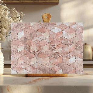 Chic Geometric Rose Gold Pink Faux Foil Glitter Cutting Board