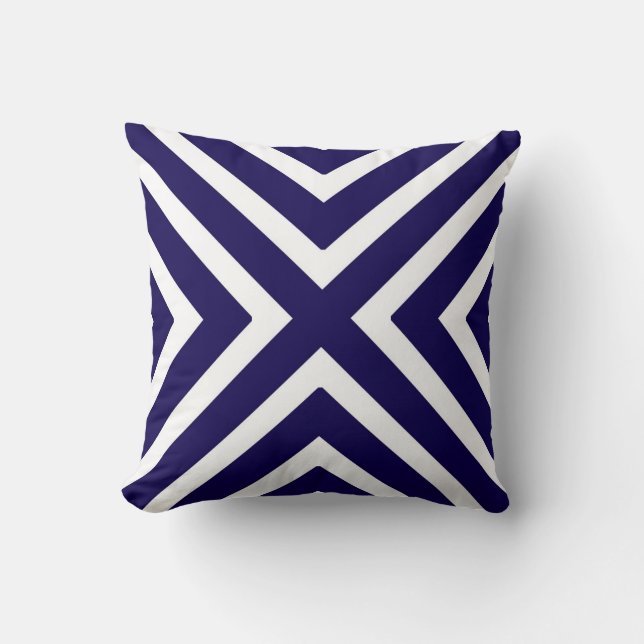 Chic Geometric Stripes in Cobalt Blue Cushion (Front)