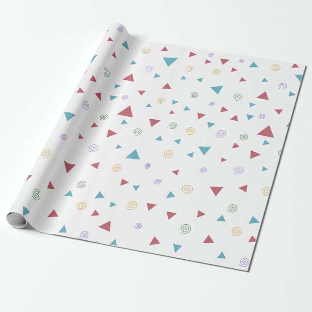 Chic Geometric Triangle and Swirls Wrapping Paper (Unrolled)
